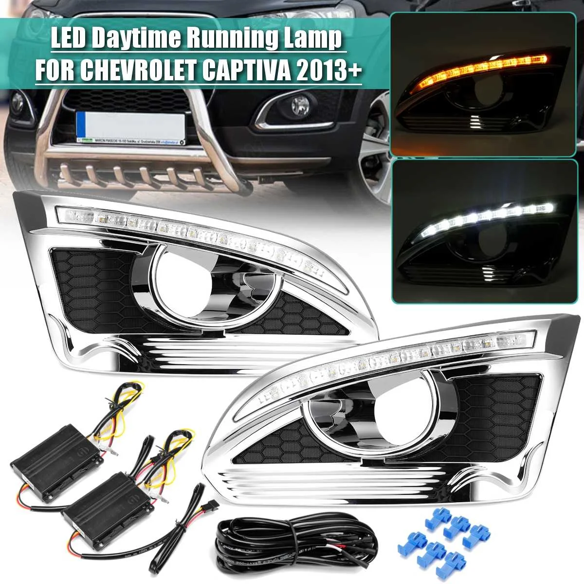 1 Pair Turn Signal Relay Car-styling 12V LED DRL Daytime Running Lights with fog lamp hole For CHEVROLET CAPTIVA 2011 - 2016
1 Pair Turn Signal Relay Car-styling 12V LED DRL Daytime Running Lights with fog lamp hole For CHEVROLET CAPTIVA 2011 - 2016