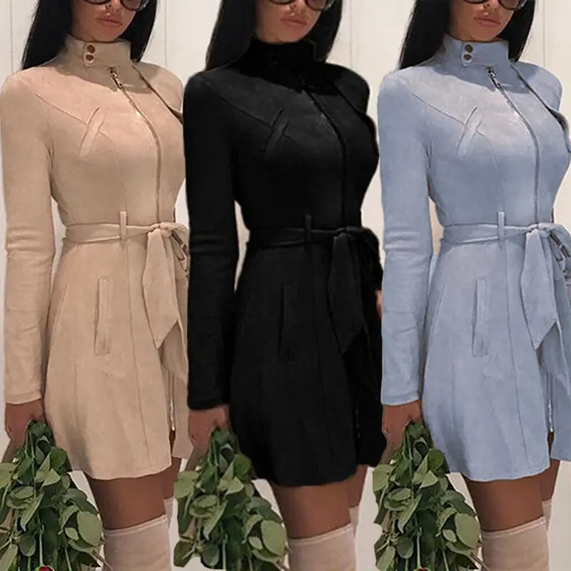 Women Coat Long Sleeve Turn-Down Collar Outwear Belt Zipper solid button adjustable waist turtleneck
Women Coat Long Sleeve Turn-Down Collar Outwear Belt Zipper solid button adjustable waist turtleneck