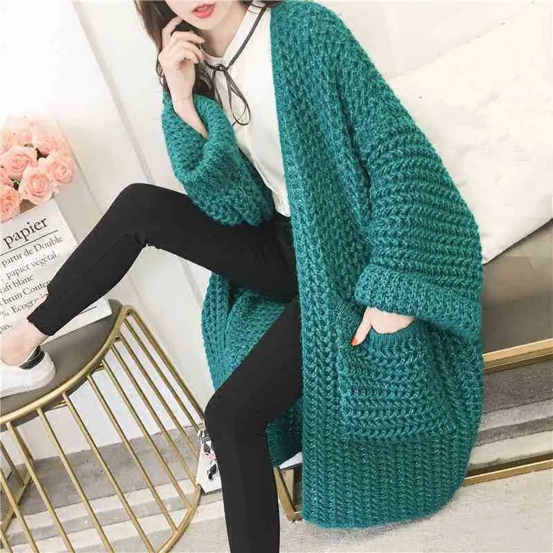 2018 Autumn Winter Women Solid Knitted Cardigan Coats Pocket Coarse Line Long Sweaters Flare Sleeved Loose Outerwear
2018 Autumn Winter Women Solid Knitted Cardigan Coats Pocket Coarse Line Long Sweaters Flare Sleeved Loose Outerwear