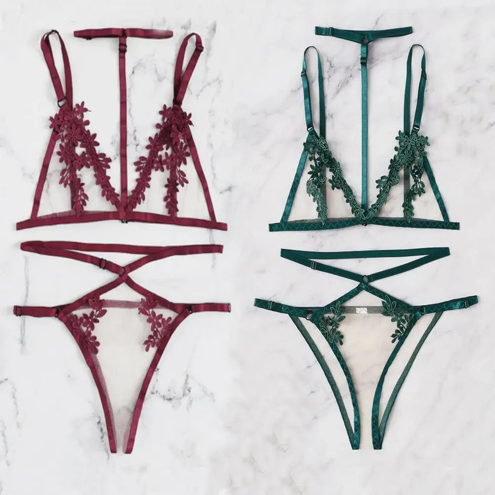 Sexy Women Lingerie Bra Brief Sets Lace Floral Hollow Out Bandage Bra Set Strappy Sexy Ladies Lingerie G-string Thong Nightwear
Sexy Women Lingerie Bra Brief Sets Lace Floral Hollow Out Bandage Bra Set Strappy Sexy Ladies Lingerie G-string Thong Nightwear