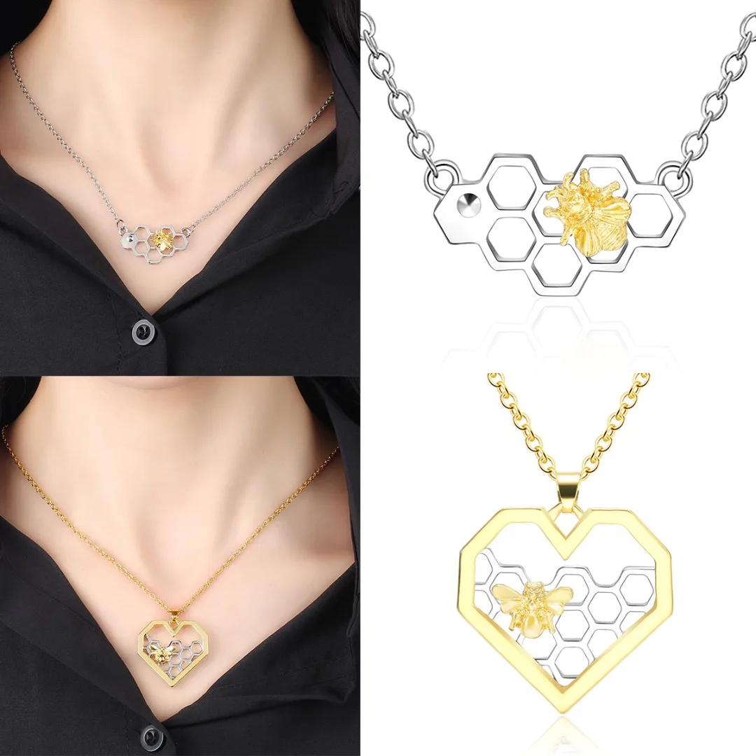 Charm Fashion Hexagon Necklaces for Women Girl Heart Honeycomb Bee Pendant Choker Necklace Party Jewelry Gift
Charm Fashion Hexagon Necklaces for Women Girl Heart Honeycomb Bee Pendant Choker Necklace Party Jewelry Gift