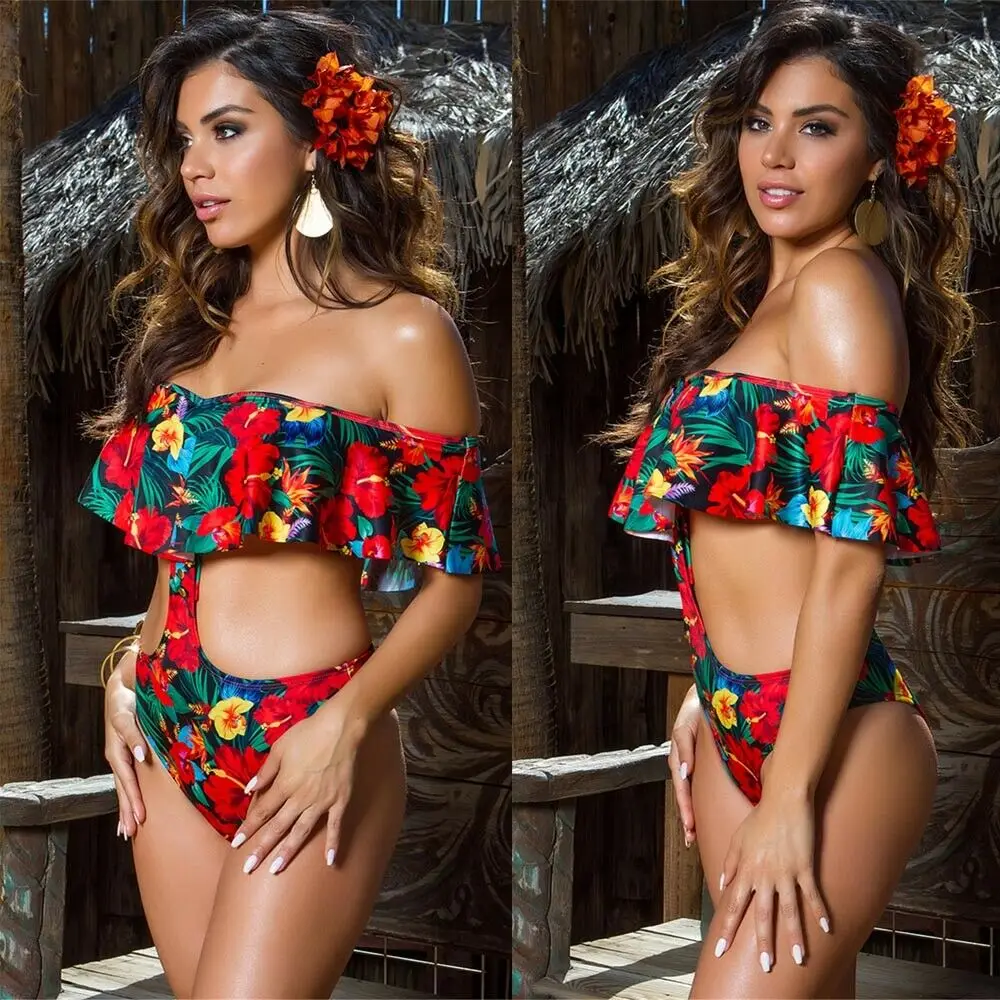 Retro Swimsuit Push-up One-Piece Floral Printed Women Monokini Off Shoulder Ruffles Swimsuit Swimwear Beachwear Bathing Suit
Retro Swimsuit Push-up One-Piece Floral Printed Women Monokini Off Shoulder Ruffles Swimsuit Swimwear Beachwear Bathing Suit