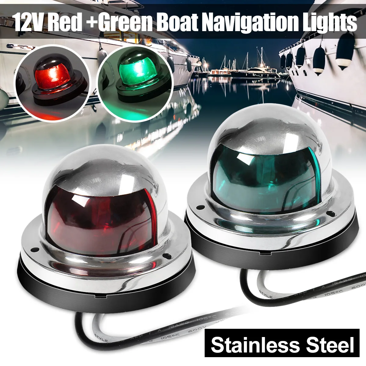 2X 12V 3W Marine Boat Yacht Pontoon LED Red Green 2 Color Bow Navigation Light Stainless Steel
2X 12V 3W Marine Boat Yacht Pontoon LED Red Green 2 Color Bow Navigation Light Stainless Steel