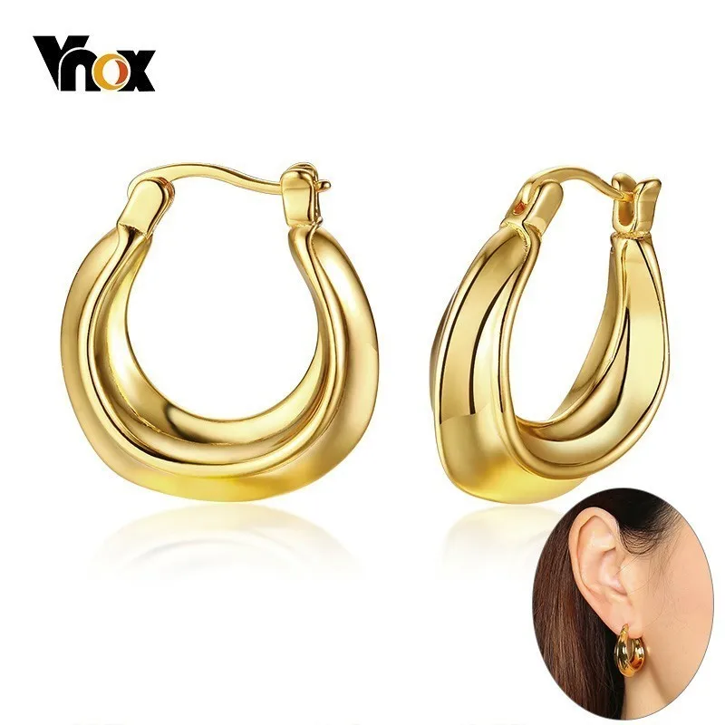 Vnox Gold Color Small Hoop Earrings for Women Copper Circle Earrings Temperament Feme Brincos
Vnox Gold Color Small Hoop Earrings for Women Copper Circle Earrings Temperament Feme Brincos
