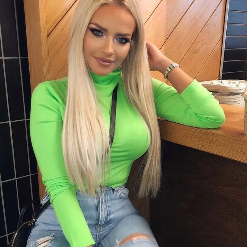 AINYFY Women Sexy Turtleneck Long Sleeve T-Shirt Fluorescent Green Slim Spring summer Tops Solid Casual Streetwear T-shirt 354
AINYFY Women Sexy Turtleneck Long Sleeve T-Shirt Fluorescent Green Slim Spring summer Tops Solid Casual Streetwear T-shirt 354