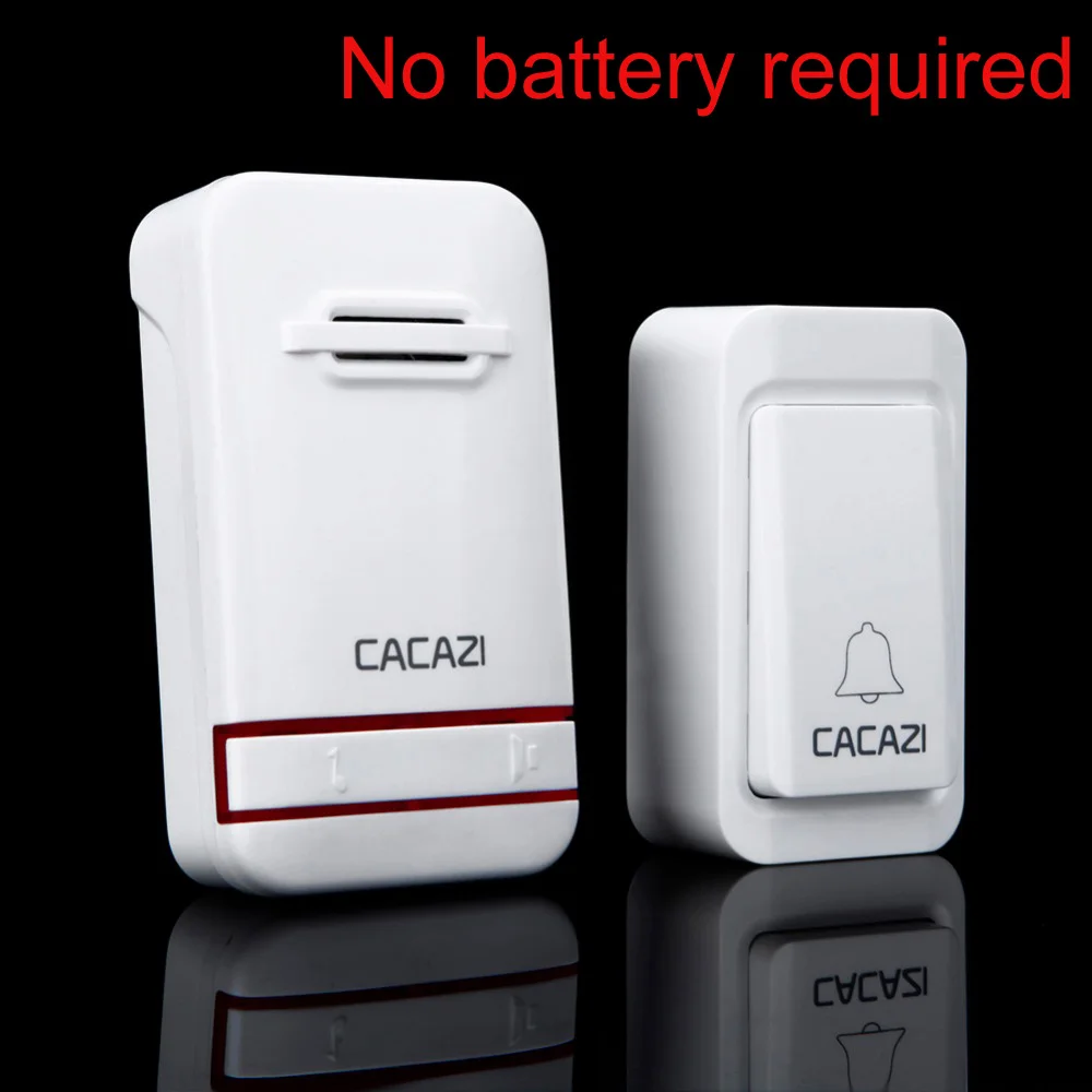 CACAZI self powered wireless doorbell button waterproof with no battery door bell US plug 120M remote 38 rings door chime
CACAZI self powered wireless doorbell button waterproof with no battery door bell US plug 120M remote 38 rings door chime