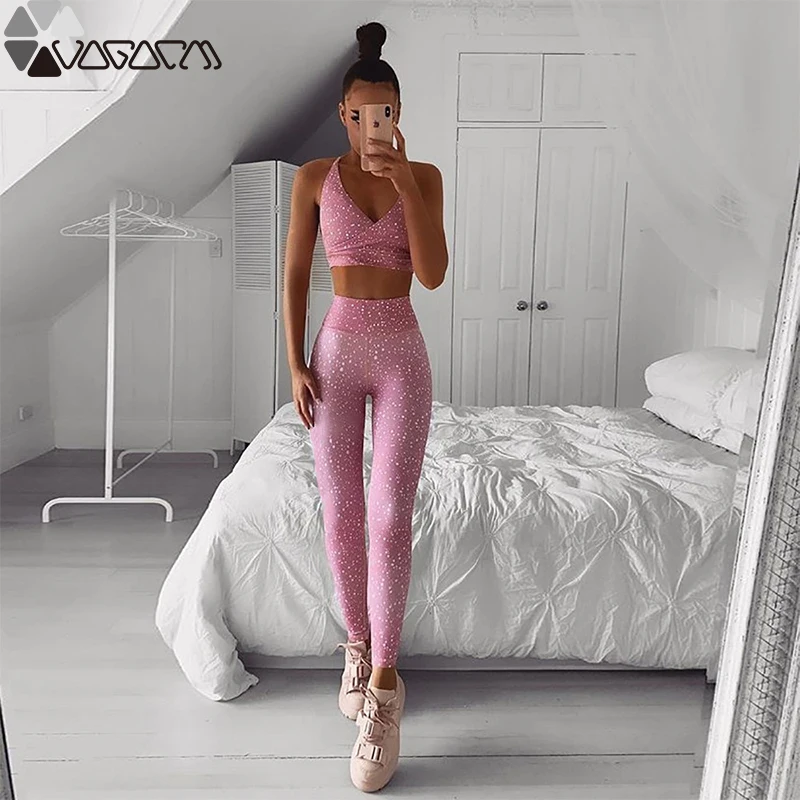 Summer Pink Active Women Fitness Yoga Suit Polka Dot Navel Vest High Waist Tights Fitness Yoga Wear Mujer Gym Sport 2 Piece Wear
Summer Pink Active Women Fitness Yoga Suit Polka Dot Navel Vest High Waist Tights Fitness Yoga Wear Mujer Gym Sport 2 Piece Wear