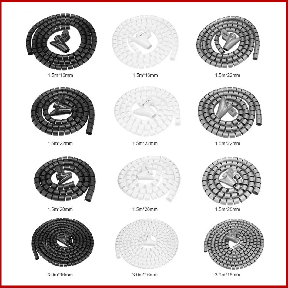 Flexible Spiral Wrap Tube Cable Organizer Wire Wrap Cord Protector Wire Storage Pipe Cable Winder 1.5m 3m Optional
Flexible Spiral Wrap Tube Cable Organizer Wire Wrap Cord Protector Wire Storage Pipe Cable Winder 1.5m 3m Optional