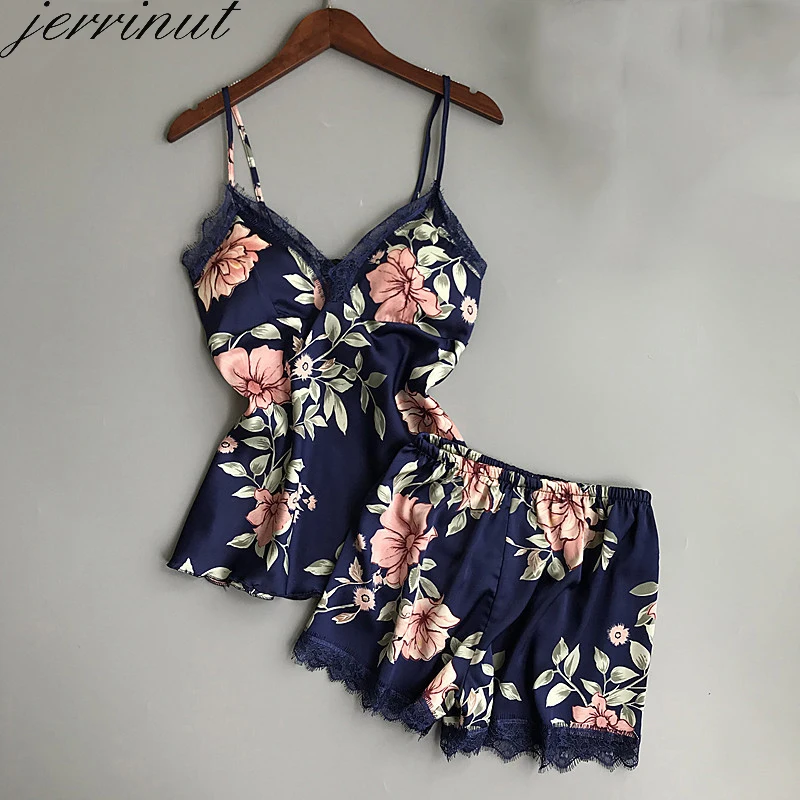 Jerrinut Women Sleepwear Silk Pajamas Set Nightgowns Sexy Lingerie Summer Silk Satin Lace Sleeveles Home Wear With Chest Pad
Jerrinut Women Sleepwear Silk Pajamas Set Nightgowns Sexy Lingerie Summer Silk Satin Lace Sleeveles Home Wear With Chest Pad