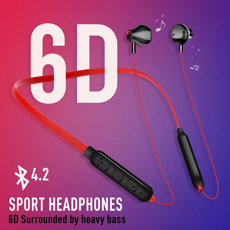 Магнитные беспроводные Bluetooth наушники музыкальная гарнитура спортивные с шейным