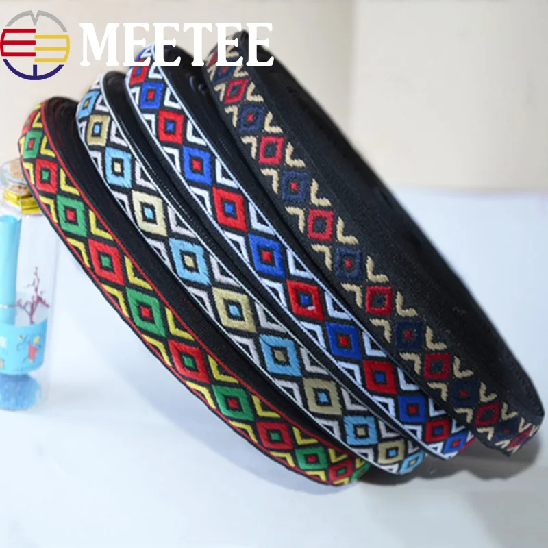 15Yards 15mm Geometric Ethnic Jacquard Ribbons Webbing Clothes Bag Strap Decorative Webbings Tapes DIY Sewing Accessories KY939 | Дом и сад