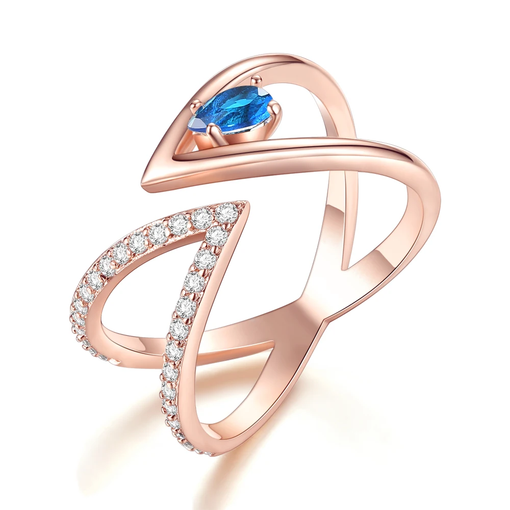 Rose Gold Blue Transparent Zircon Ring With White CZ Crystal Romantic Floral Rings Fine Jewelry Encircle Open Anel
Rose Gold Blue Transparent Zircon Ring With White CZ Crystal Romantic Floral Rings Fine Jewelry Encircle Open Anel