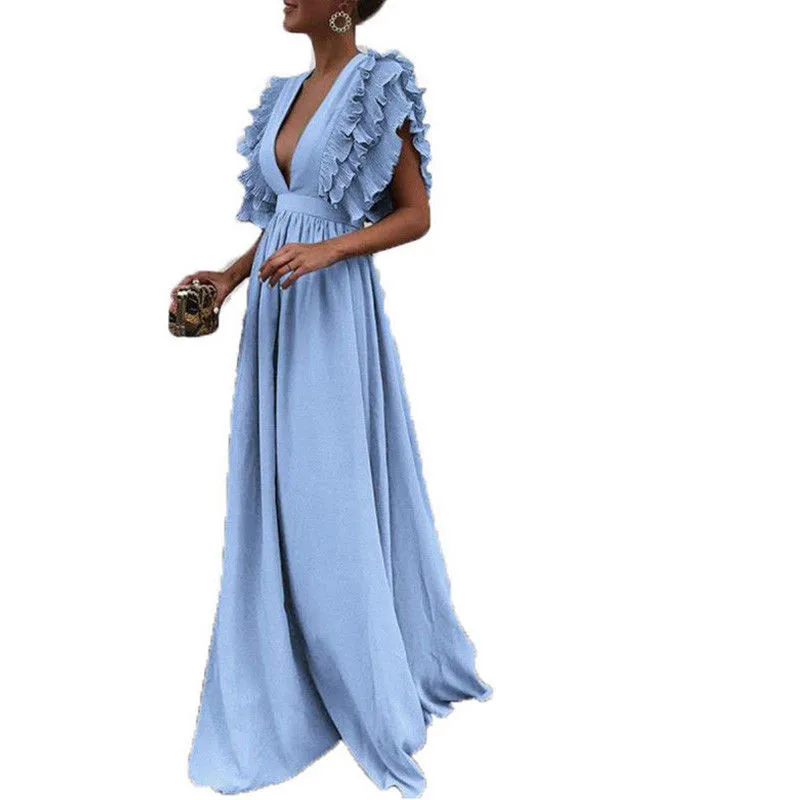 2019 Sexy women party wedding sundress Fashion Solid Ruffles Flowers Deep V Slim Formal 3XL Backless Zipper Elegant long dresses
2019 Sexy women party wedding sundress Fashion Solid Ruffles Flowers Deep V Slim Formal 3XL Backless Zipper Elegant long dresses