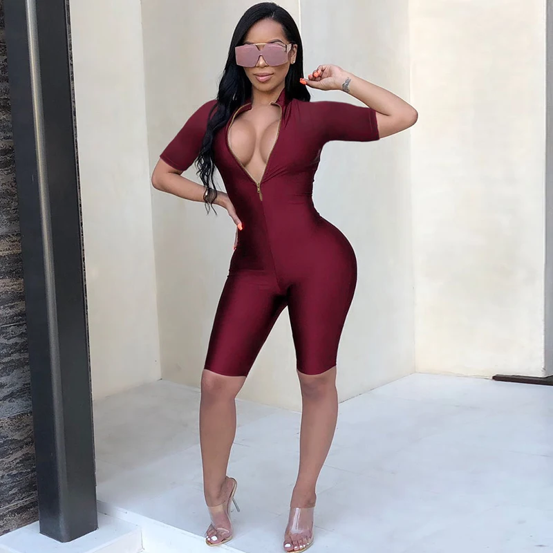 Women Skinny Jumpsuit Mini Playsuits Sexy Stretch Overall Front Zip Shorts Female Romper Tight Jumpersuits Combinaison Femme
Women Skinny Jumpsuit Mini Playsuits Sexy Stretch Overall Front Zip Shorts Female Romper Tight Jumpersuits Combinaison Femme