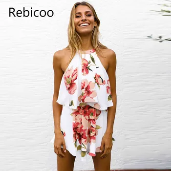 Sexy Beach Two Piece Set Top and Pants Summer Floral Print Sleeveless 2 Piece Set Women Halter Crop Top Shorts Set Beachwear
Sexy Beach Two Piece Set Top and Pants Summer Floral Print Sleeveless 2 Piece Set Women Halter Crop Top Shorts Set Beachwear