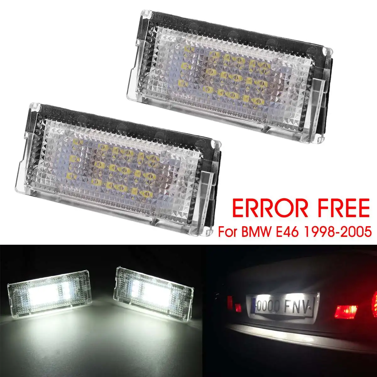 1 Pair 6500K 3528 SMD LED License Number Plate Lights White Canbus Error Free for BMW 3-series E46 1998-2005 3 4 5 Doors
1 Pair 6500K 3528 SMD LED License Number Plate Lights White Canbus Error Free for BMW 3-series E46 1998-2005 3 4 5 Doors