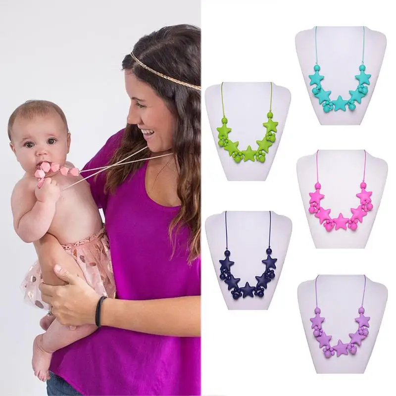 1Pcs Stars Model Baby Teether Toys Mothers Jewelry Food Grade Silicone Teethers Help Grind the Teeth for Newborn | Мать и ребенок