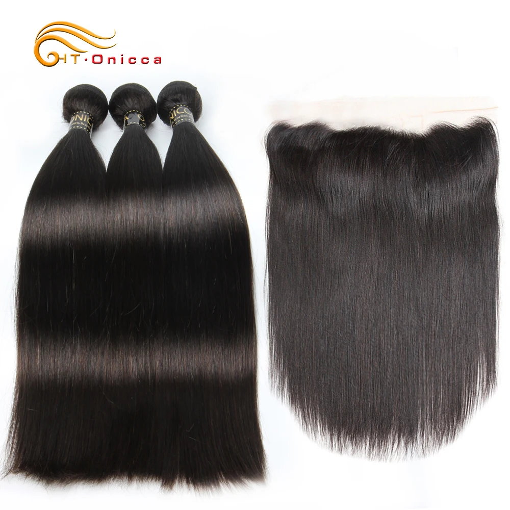 Straight Bundles With Frontal Brazilian Human Hair Weave Bundles With Frontal 13x4 Lace Frontal Closure Remy Hair Natural Color 
Straight Bundles With Frontal Brazilian Human Hair Weave Bundles With Frontal 13x4 Lace Frontal Closure Remy Hair Natural Color