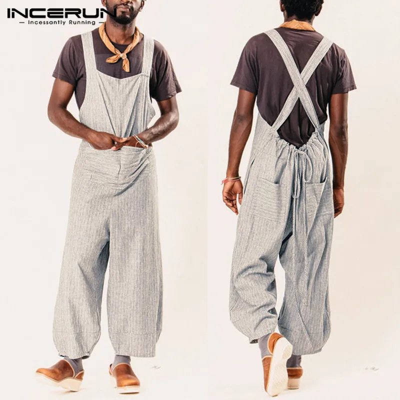 Retro Dungarees Overalls Men Jumpsuit Rompers Stripe Wide Leg Pants Casual Jumpsuits Pants Trousers Hombre Garment Overalls Big
Retro Dungarees Overalls Men Jumpsuit Rompers Stripe Wide Leg Pants Casual Jumpsuits Pants Trousers Hombre Garment Overalls Big