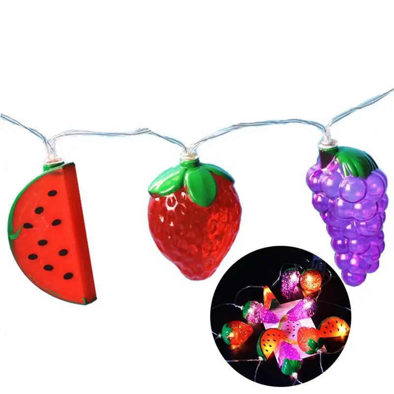 Colorful Fruit Shaped Lights Grape Strawberry Watermelon LED String Lights Battery Operated Birthday Party Decorations
Colorful Fruit Shaped Lights Grape Strawberry Watermelon LED String Lights Battery Operated Birthday Party Decorations