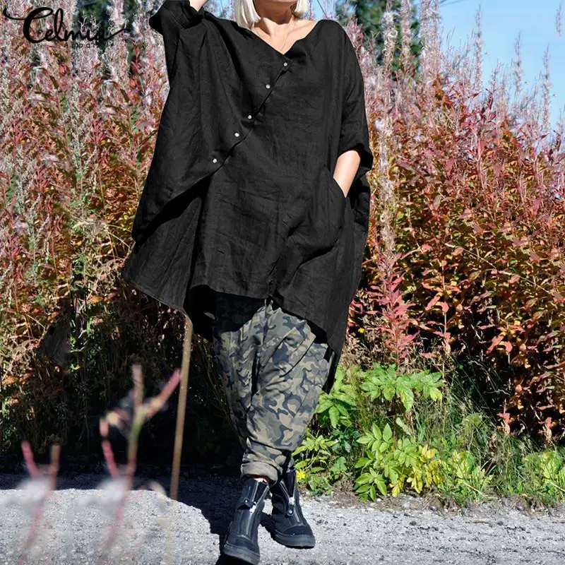 Celmia Harajuku Tunic Top Women Vintage Blouse 2019 Summer Asymmetric Long Shirt Casual Button Loose Blusas Chemiser Mujer S-5XL
Celmia Harajuku Tunic Top Women Vintage Blouse 2019 Summer Asymmetric Long Shirt Casual Button Loose Blusas Chemiser Mujer S-5XL