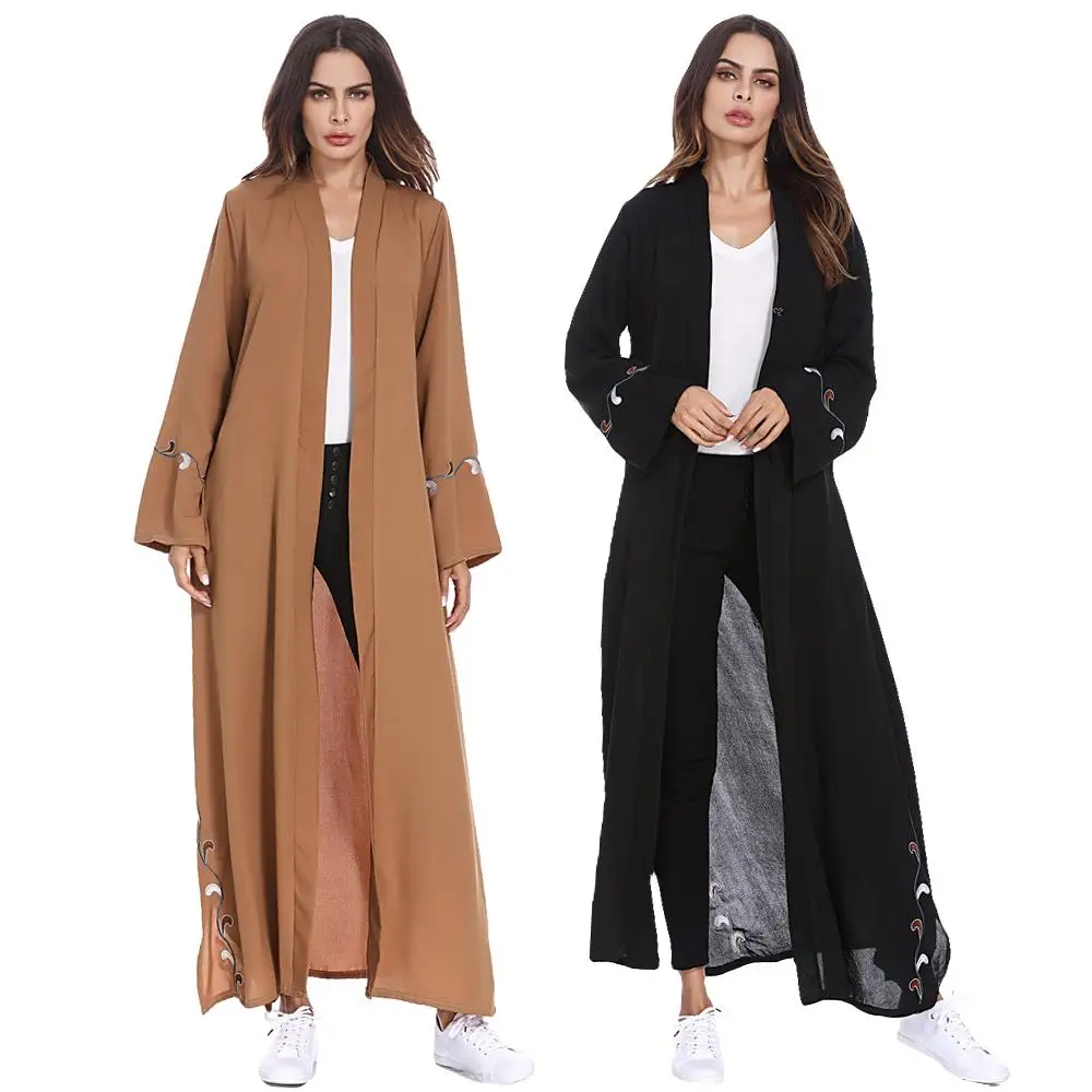 Fashion Muslim Abaya Women Islamic Clothing Solid Embroidery Cardigan Open Front Long Coat Middle East Long Robe Casual Kimono
Fashion Muslim Abaya Women Islamic Clothing Solid Embroidery Cardigan Open Front Long Coat Middle East Long Robe Casual Kimono