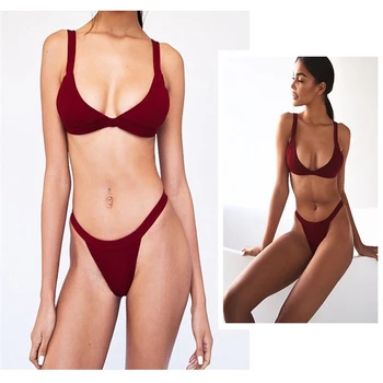 Women Sexy Bandeau Bikini Set Solid Swimwear High Waist Triangle Bottom Swimsuit Biquini Sexy Lady Beachwear Bathing Suit Summer
Women Sexy Bandeau Bikini Set Solid Swimwear High Waist Triangle Bottom Swimsuit Biquini Sexy Lady Beachwear Bathing Suit Summer