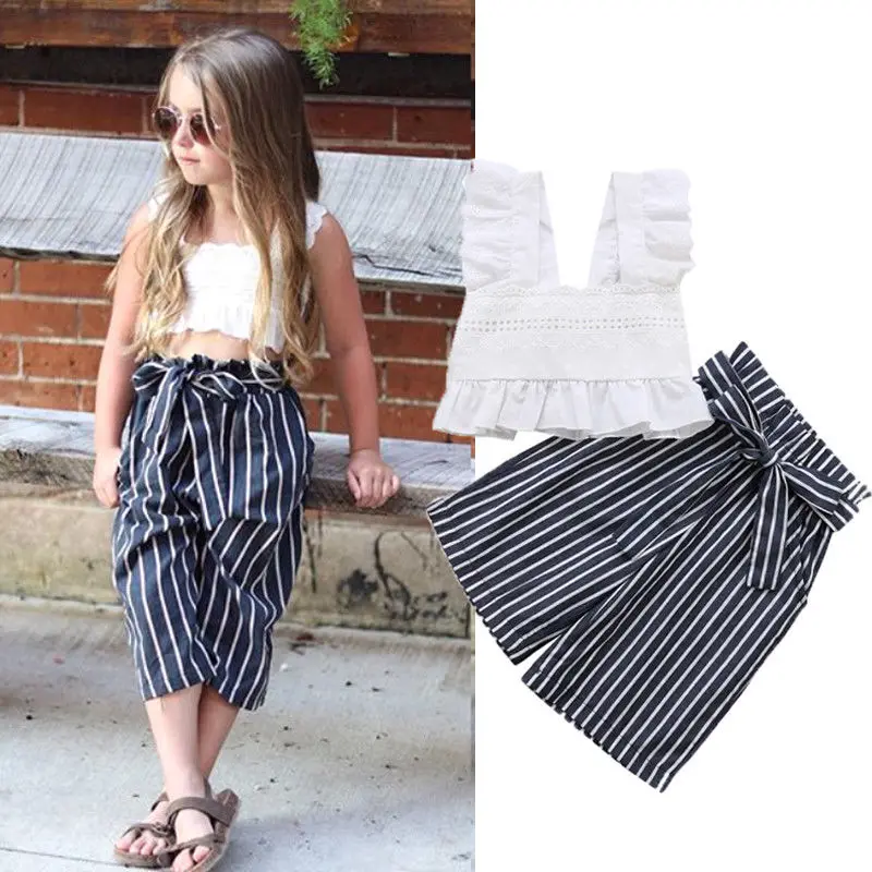 Fashion Lace Toddler Kids Baby Girls Striped Crop Tops Long Pants Outfits Clothes Set
Fashion Lace Toddler Kids Baby Girls Striped Crop Tops Long Pants Outfits Clothes Set