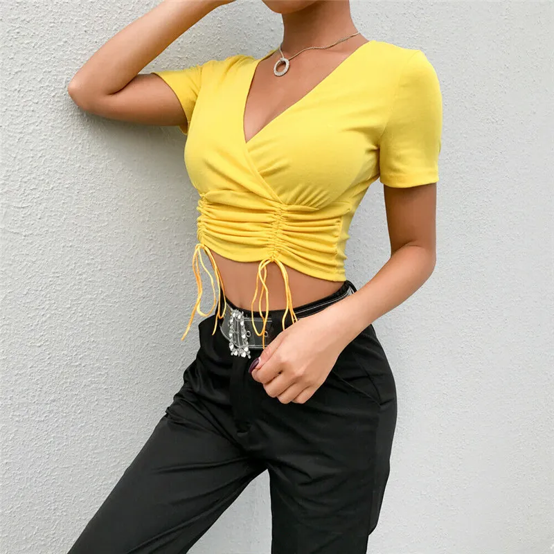 Crop Top Women Camis Pleated Top Women Camisole 2019 Summer Style Sexy Short Sleeve Vest Slim T Shirts Tops Femme Tees Casual
Crop Top Women Camis Pleated Top Women Camisole 2019 Summer Style Sexy Short Sleeve Vest Slim T Shirts Tops Femme Tees Casual