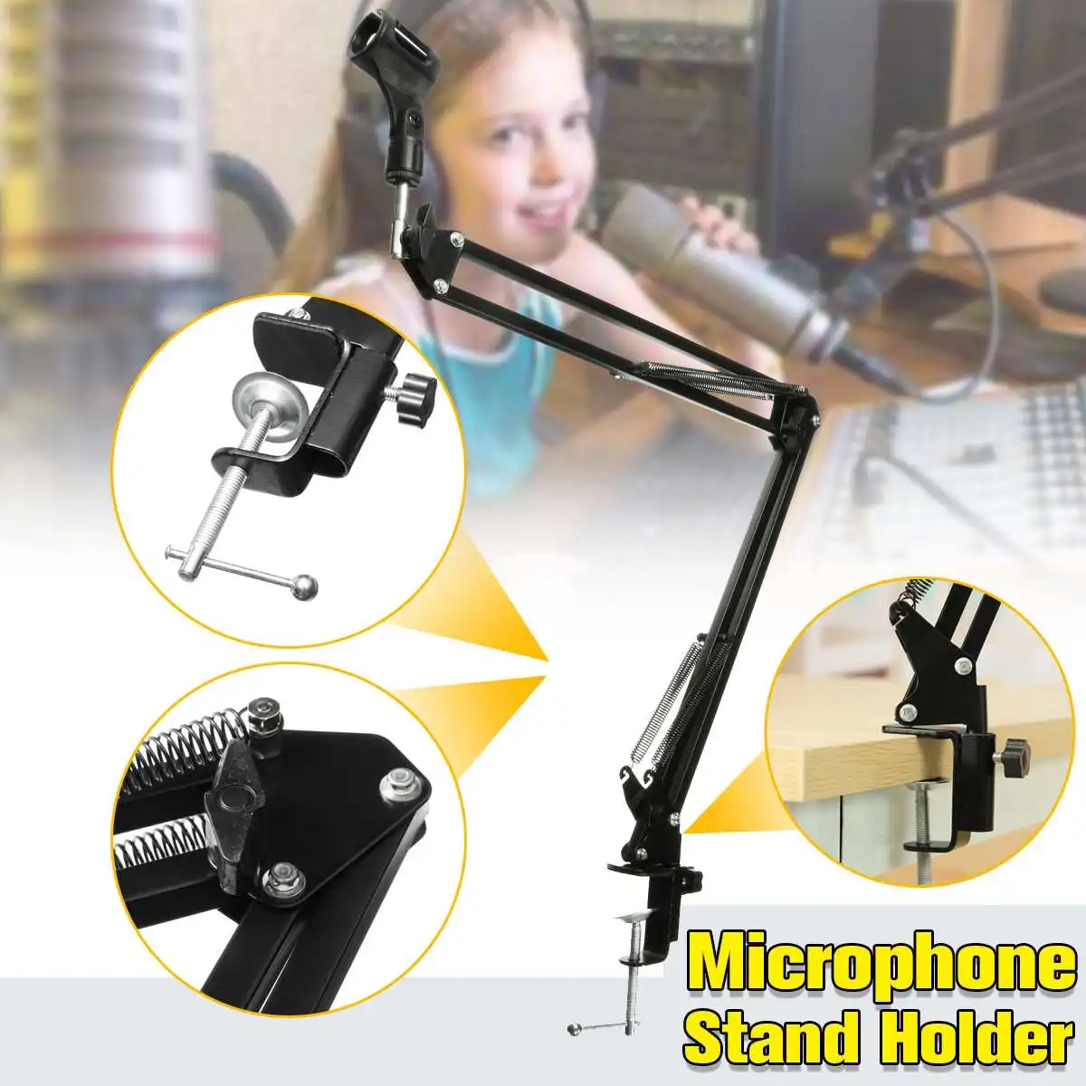 Adjustable Studio Microphone Stand Suspension Boom Table Bracket Arm Holder Microphone Shock Mount Holder Clip Table
Adjustable Studio Microphone Stand Suspension Boom Table Bracket Arm Holder Microphone Shock Mount Holder Clip Table