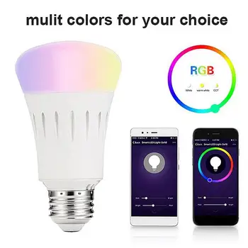 

E27/E26/E14/B22 7W RGB+W Lamp Blub AC85-265V Wireless WiFi Smart Light Bulb Voice Controlled Multicolored Dimmable LED Bulbs
