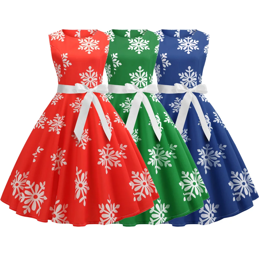 Joineles Christmas Women Vintage Dress Snowflake Print Ribbons Belts Retro Dress Party Feminino Vestidos 1960s Rockabilly Dress
Joineles Christmas Women Vintage Dress Snowflake Print Ribbons Belts Retro Dress Party Feminino Vestidos 1960s Rockabilly Dress