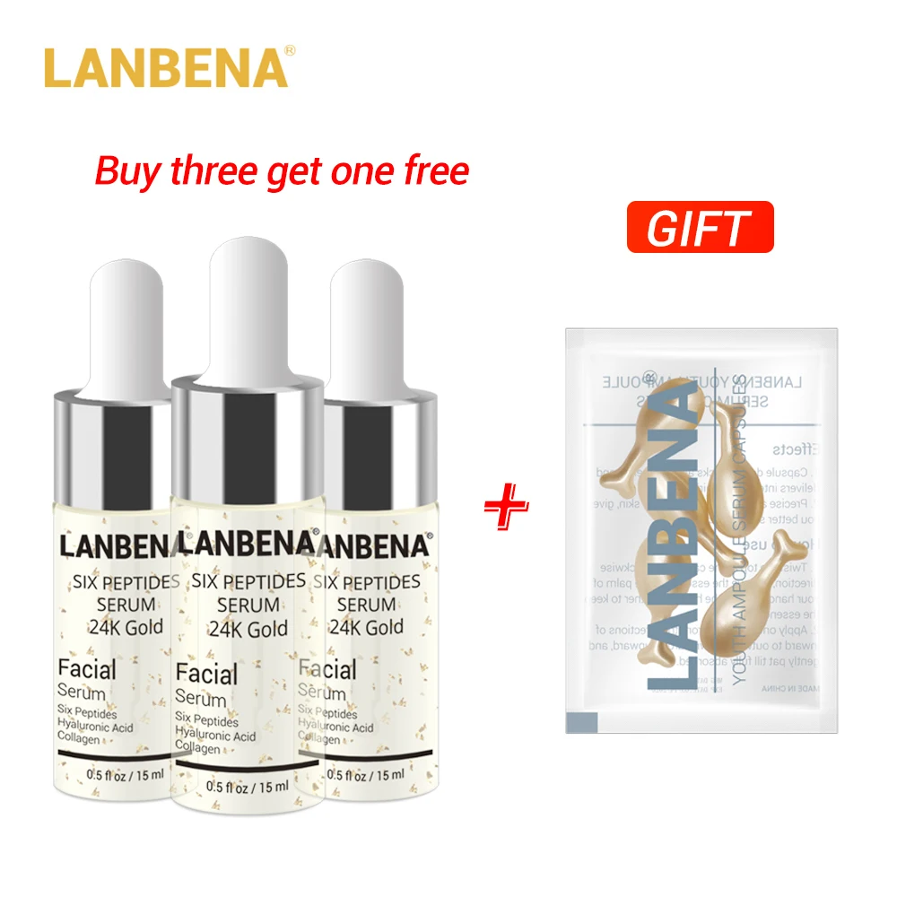 Buy 3 Get 1 Gift Lanbena 24k Gold Six Peptides Serum Face Cream 3pcs+wrinkles Eye Ampoule Capsule Eye Serum Anti-aging Skin Care
Buy 3 Get 1 Gift Lanbena 24k Gold Six Peptides Serum Face Cream 3pcs+wrinkles Eye Ampoule Capsule Eye Serum Anti-aging Skin Care