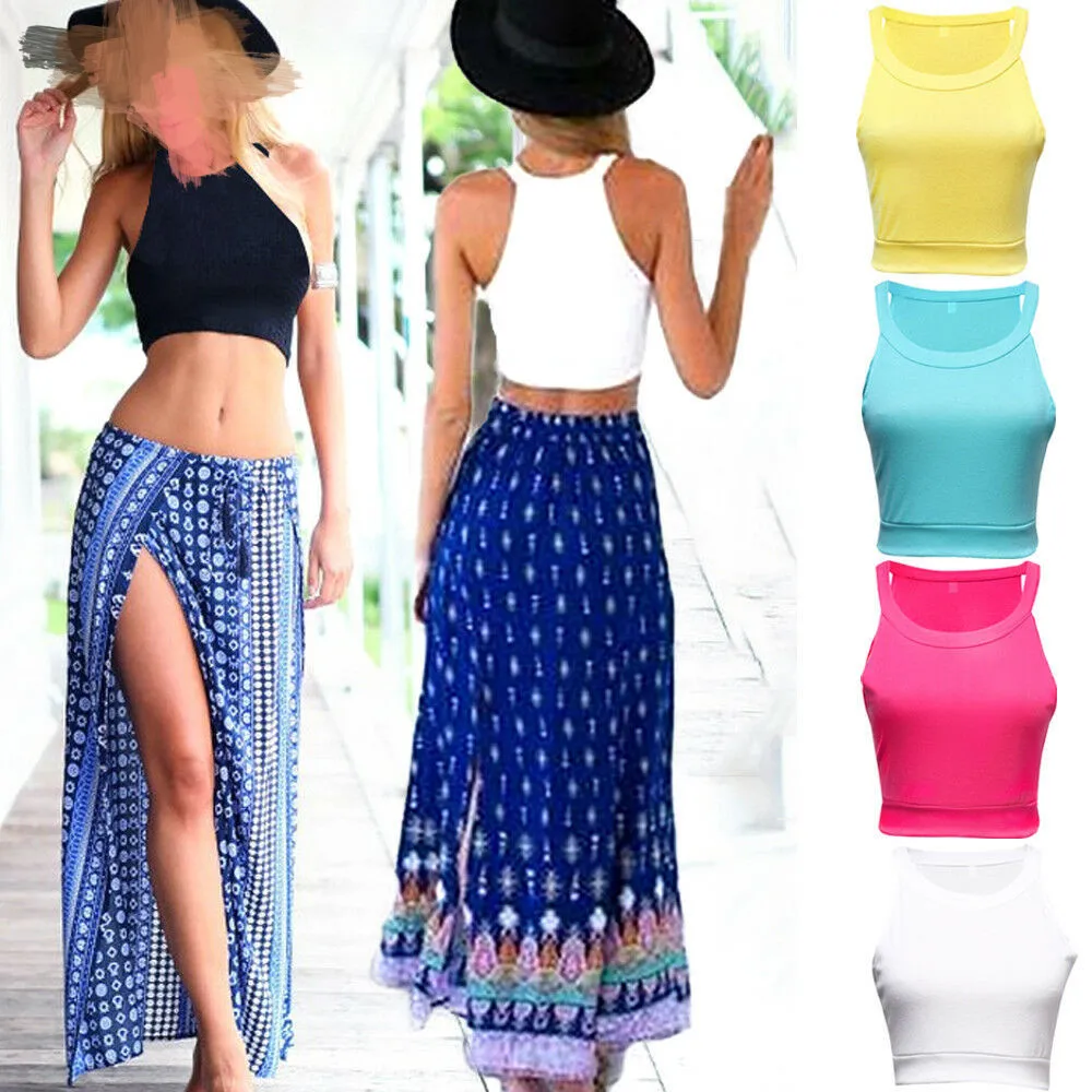 Women Sleeveless Halter Solid Tank Top Short Tops Beach Vest Tee Summer Casual Cami Ladies Fashion New Hot Most Popular
Women Sleeveless Halter Solid Tank Top Short Tops Beach Vest Tee Summer Casual Cami Ladies Fashion New Hot Most Popular