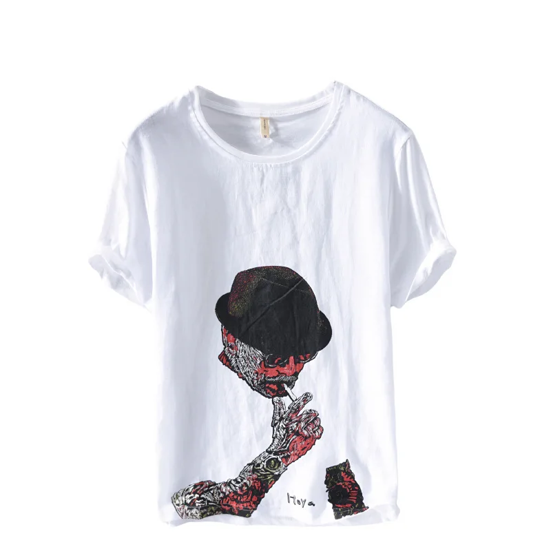 #4762 High Street Casual White Cotton And Linen T Shirt Men Funny Printed Round Neck Short Sleeve T-shirt Male Hip Hop Summer
#4762 High Street Casual White Cotton And Linen T Shirt Men Funny Printed Round Neck Short Sleeve T-shirt Male Hip Hop Summer
