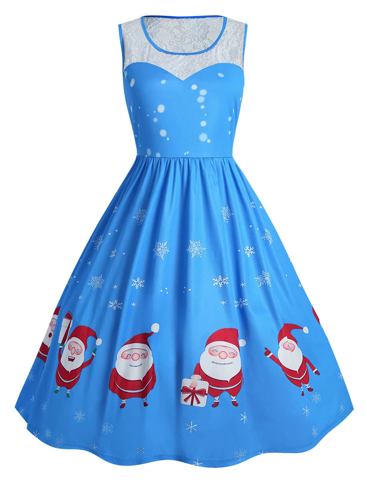 Wipalo Women Plus Size Christmas Santa Claus Lace Panel Dress Snowflake Print Sleeveless Knee Length A Line Party Dress Vestidos
Wipalo Women Plus Size Christmas Santa Claus Lace Panel Dress Snowflake Print Sleeveless Knee Length A Line Party Dress Vestidos