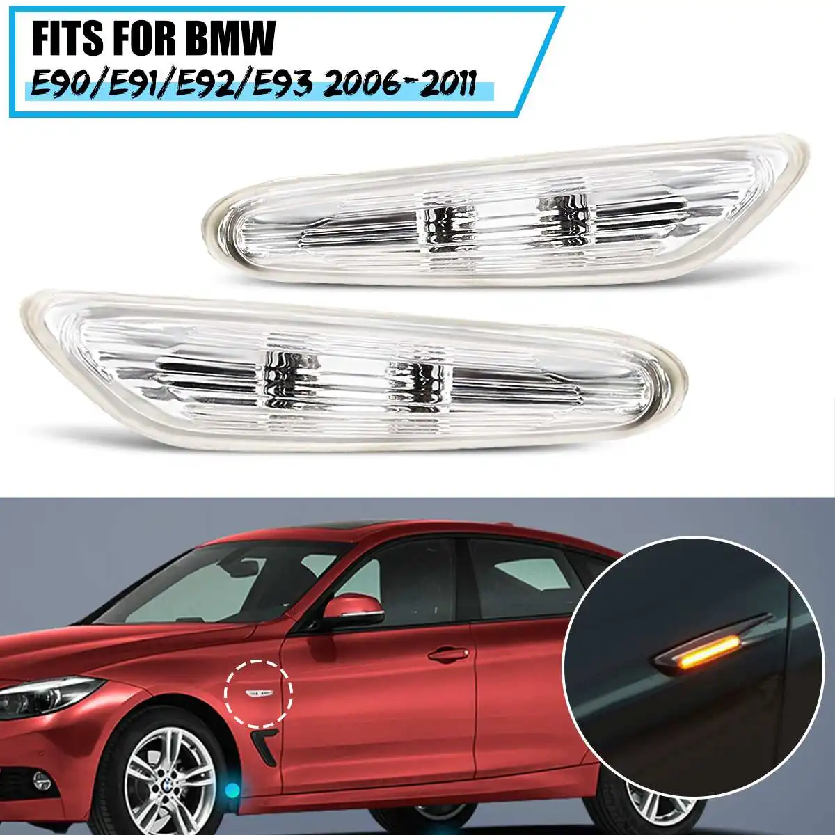 For 06-11 for BMW E90/E91/E92/E93 1Pc 401189949550 Smoke/Clear for Fender Side Marker Light+Chrome Bulb White or Grey Fit
For 06-11 for BMW E90/E91/E92/E93 1Pc 401189949550 Smoke/Clear for Fender Side Marker Light+Chrome Bulb White or Grey Fit