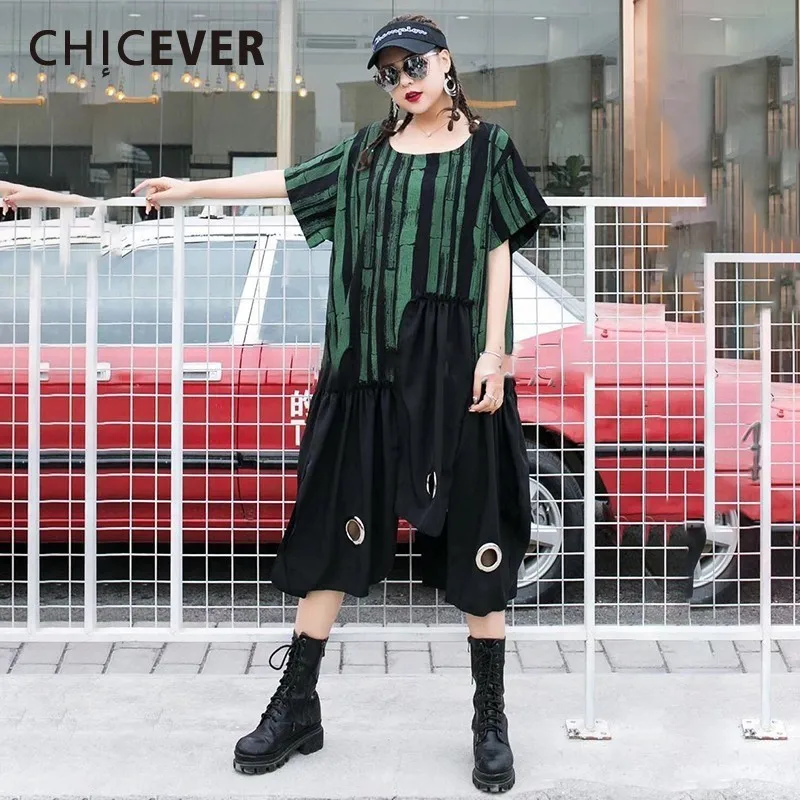 CHICEVER Spring Hit Color Print Dress For Women O Neck Short Sleeve Irregular Hem Patchwork Sequined Mid-calf Women's Clothing
CHICEVER Spring Hit Color Print Dress For Women O Neck Short Sleeve Irregular Hem Patchwork Sequined Mid-calf Women's Clothing