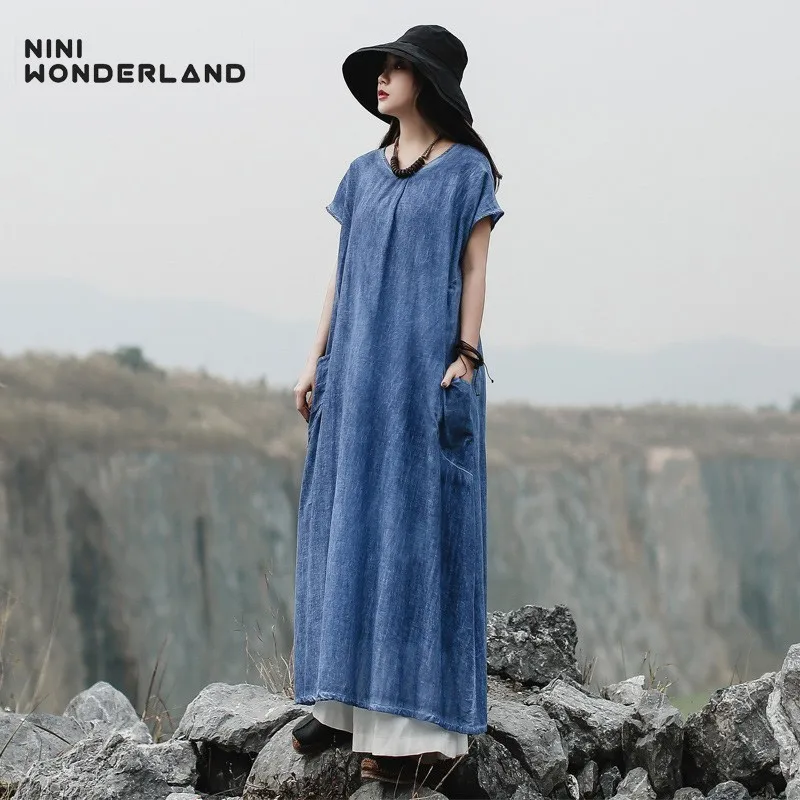 NINI WONDERLAND Summer Cotton Dress 2019 Women Short Sleeve Do Old Cotton Dyeing Loose Dress Female Large Size Dresses Vintage
NINI WONDERLAND Summer Cotton Dress 2019 Women Short Sleeve Do Old Cotton Dyeing Loose Dress Female Large Size Dresses Vintage