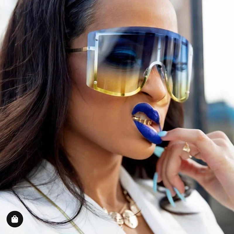 CANCHANGE Sunglasses Women 2019 Fashion Oversized Blue Yellow Gradient Red Rimless Metal Female Sun Glasses Shades
CANCHANGE Sunglasses Women 2019 Fashion Oversized Blue Yellow Gradient Red Rimless Metal Female Sun Glasses Shades