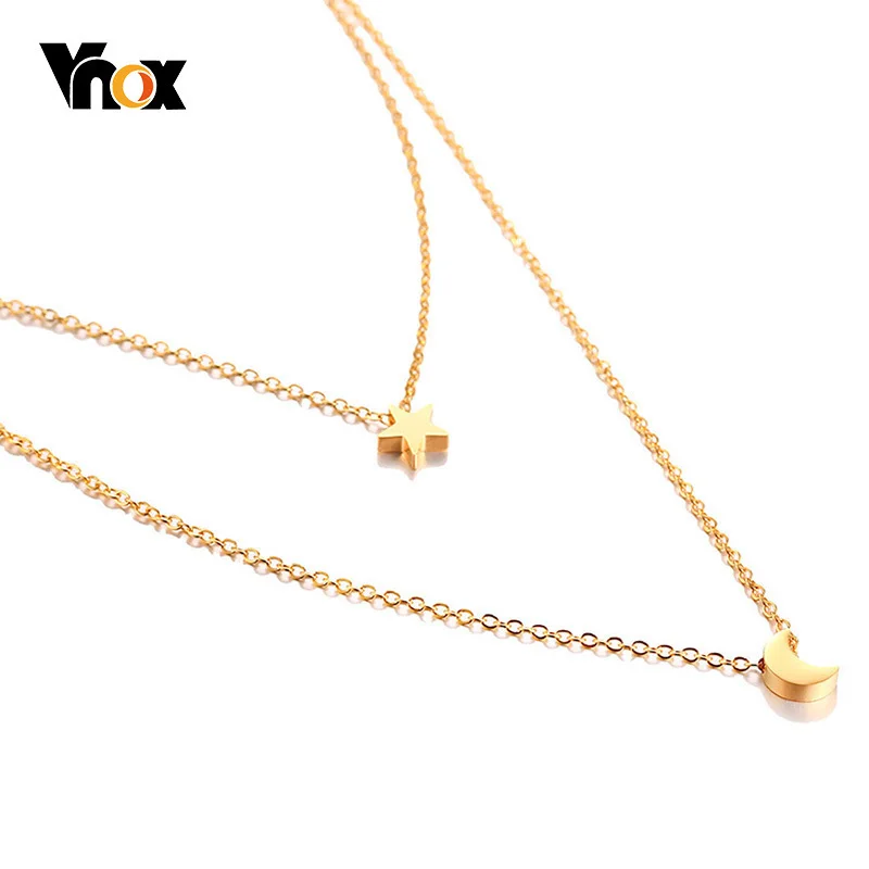 Vnox Star Moon Charm Layered Choker For Women Gold Color Stainless Steel Doule Layer Necklace Elegant Party Jewelry
Vnox Star Moon Charm Layered Choker For Women Gold Color Stainless Steel Doule Layer Necklace Elegant Party Jewelry