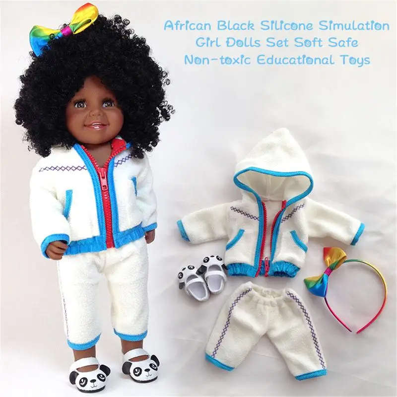 45cm Baby Movable Joint Doll Toy African Black Silicone Simulation Girl Dolls Set Soft Safe Non-toxic Educational Toys
45cm Baby Movable Joint Doll Toy African Black Silicone Simulation Girl Dolls Set Soft Safe Non-toxic Educational Toys