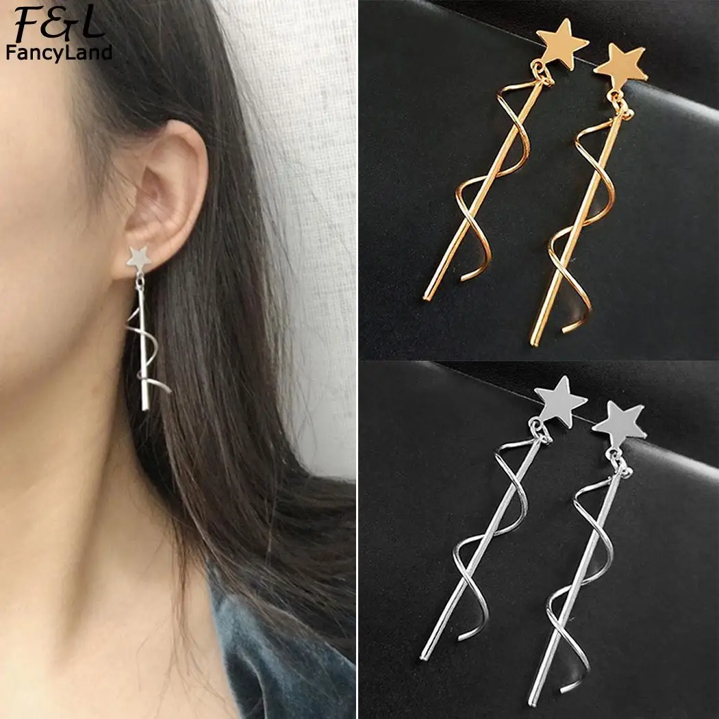 Shape Pair Spiral Tassel Charm Jewelry Earrings Gift New Wedding Trendy of Dating Casual Party Fashion Women | Украшения и