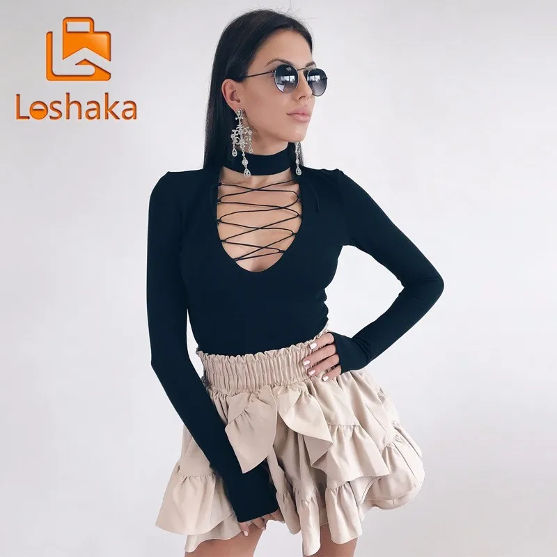 Loshaka Long Sleeve Bandage Bodycon Sexy Bodysuit Rompers Women Black Solid Hollow Out Casual Lace Up Overalls Body Mujer
Loshaka Long Sleeve Bandage Bodycon Sexy Bodysuit Rompers Women Black Solid Hollow Out Casual Lace Up Overalls Body Mujer