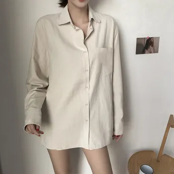 2019 Long Sleeve Cotton Linen Solid Shirts Female Turn-Down Collar Long Blouse Summer Pockets Loose Tops
2019 Long Sleeve Cotton Linen Solid Shirts Female Turn-Down Collar Long Blouse Summer Pockets Loose Tops