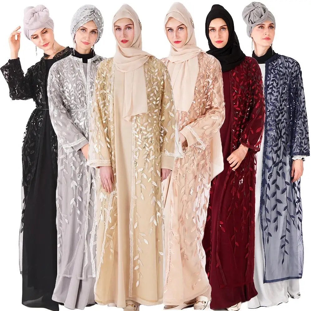 Women Embroidery Lace Open Cardigan Muslim Maxi Abaya Sequins Glitter Islamic Dubai Robe Ramadan Fashion Dresses Party Cocktail
Women Embroidery Lace Open Cardigan Muslim Maxi Abaya Sequins Glitter Islamic Dubai Robe Ramadan Fashion Dresses Party Cocktail
