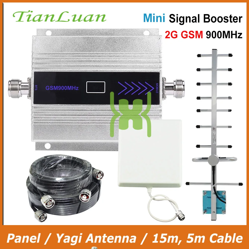 TianLuan 2G GSM 900MHz Signal Booster Mobile Phone Signal Repeater GSM Amplifier with Yagi Antenna / Panel Antenna/ 15m 5m Cable
TianLuan 2G GSM 900MHz Signal Booster Mobile Phone Signal Repeater GSM Amplifier with Yagi Antenna / Panel Antenna/ 15m 5m Cable