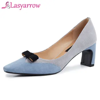 Lasyarrow 2019 Spring new Bow tie Thick High heel Shoes Woman Pointed Toe shoes Ladies work shoes female Black Blue Brown J369
Lasyarrow 2019 Spring new Bow tie Thick High heel Shoes Woman Pointed Toe shoes Ladies work shoes female Black Blue Brown J369
