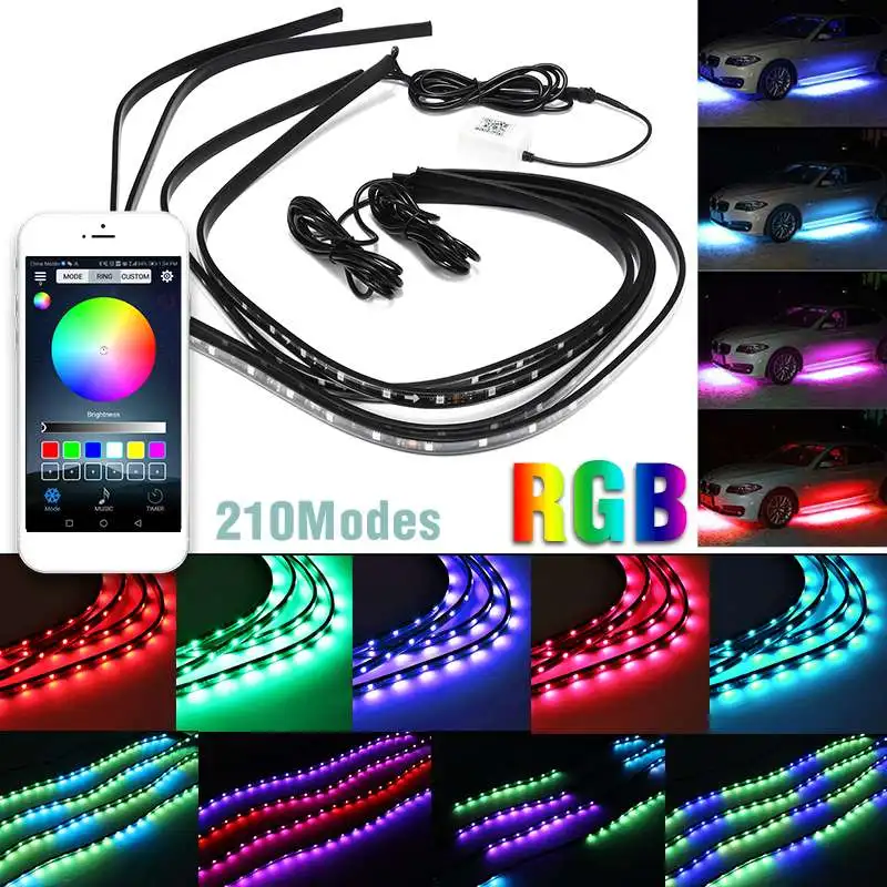 4Pcs LED Bar MUSIC Car Under Glow Light kit bluetooth APP Remote Control MULTI Modes Decoration Strip light lamp Waterproof
4Pcs LED Bar MUSIC Car Under Glow Light kit bluetooth APP Remote Control MULTI Modes Decoration Strip light lamp Waterproof