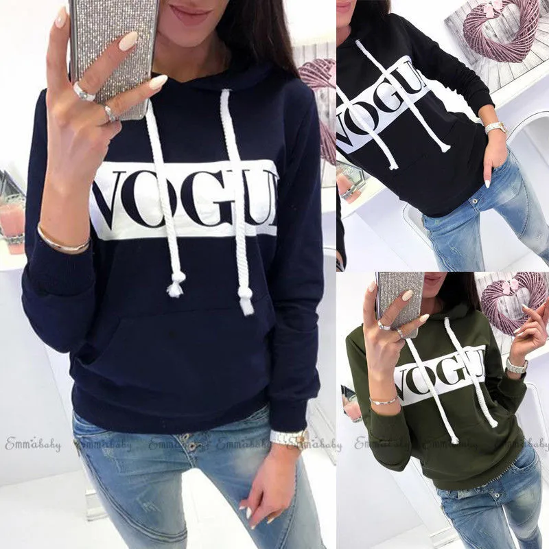 Letters "VOGUE" Printed Long Sleeve Sweatshirts Black Hoody Hoodies Women Black Comfortable Commute Tops Pullover Hoodies
Letters "VOGUE" Printed Long Sleeve Sweatshirts Black Hoody Hoodies Women Black Comfortable Commute Tops Pullover Hoodies